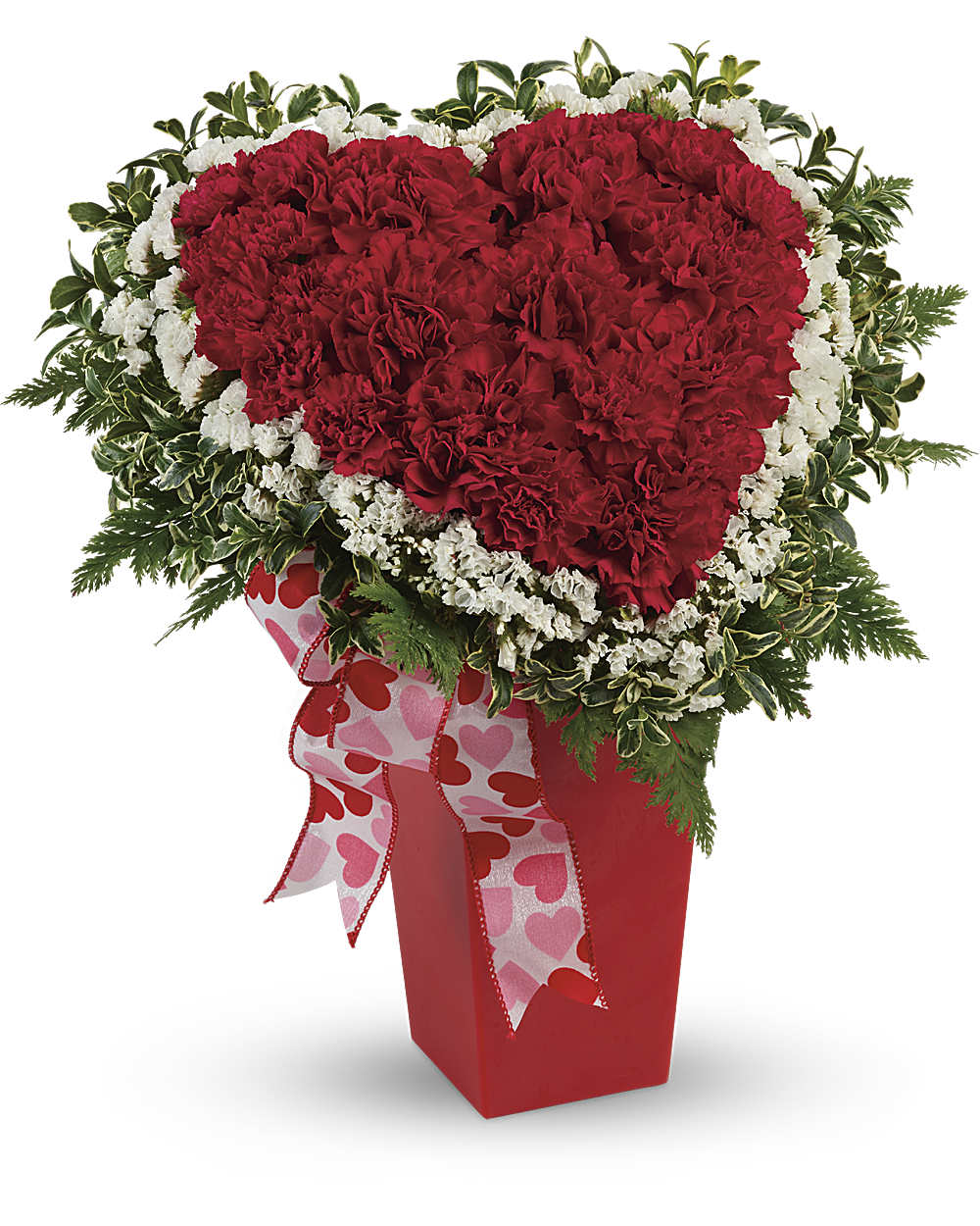 Heart and Soul heart-shaped red flower arrangement - Standard size