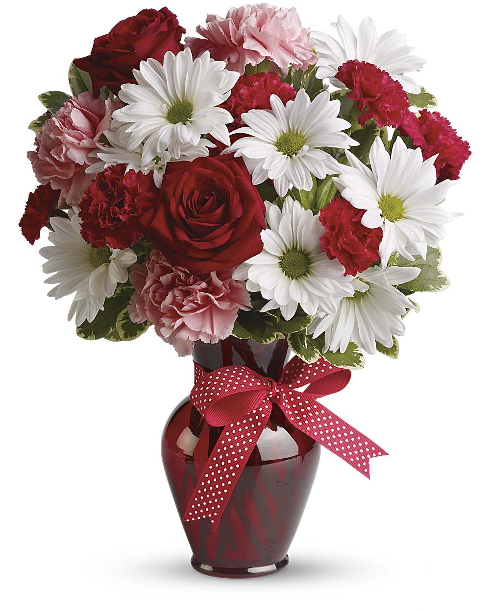 Hugs and Kisses red pink and white rose bouquet - Standard size