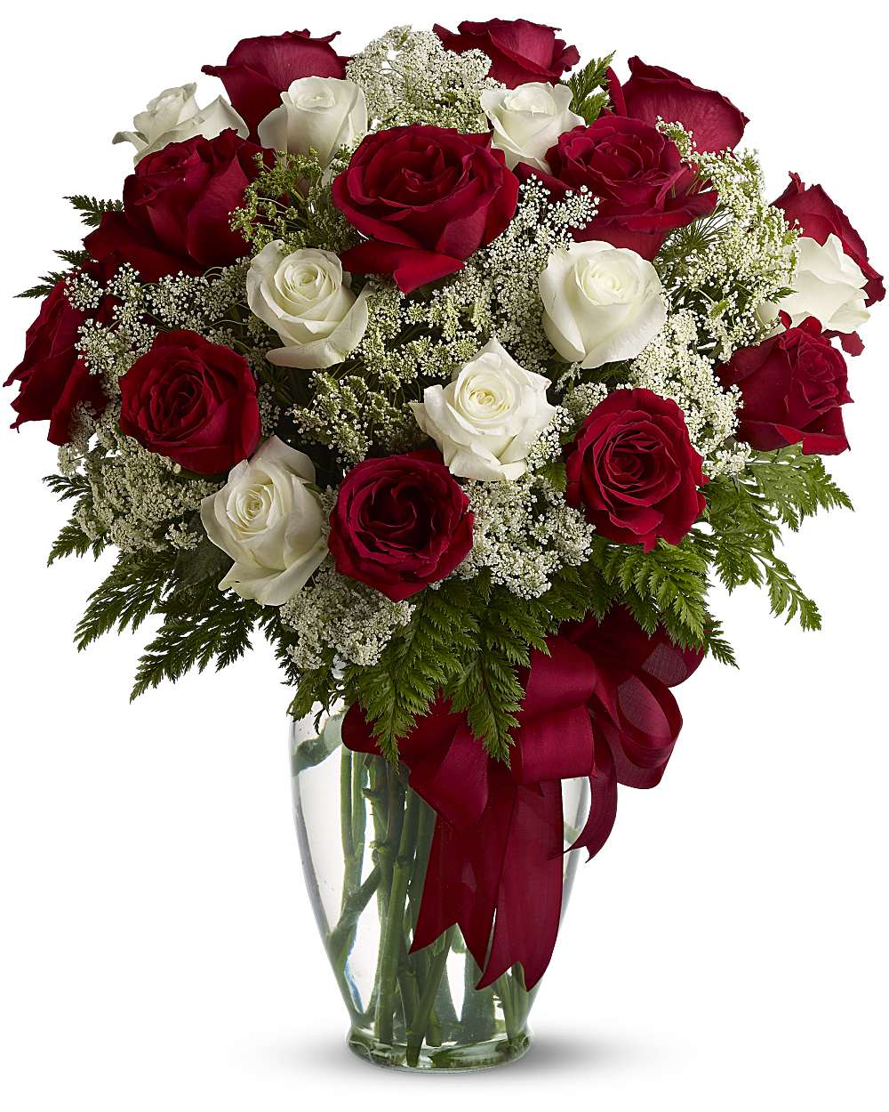 Love's Divine red and white long-stemmed rose bouquet - Standard size